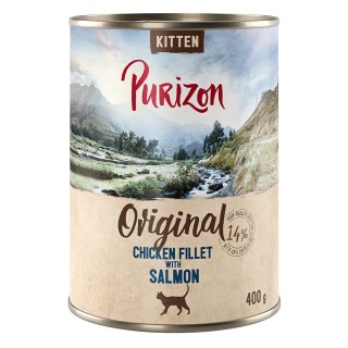 12 x 200 g / 400 g Purizon Katzenfutter zum Sonderpreis! - Kitten: Hühnerfilet mit Lachs (12 x 400 g)