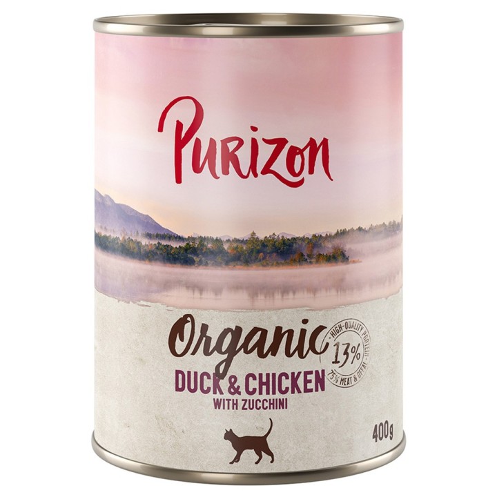 12 x 200 g / 400 g Purizon Katzenfutter zum Sonderpreis! - Organic: Ente und Huhn mit Zucchini (12 x 400 g)
