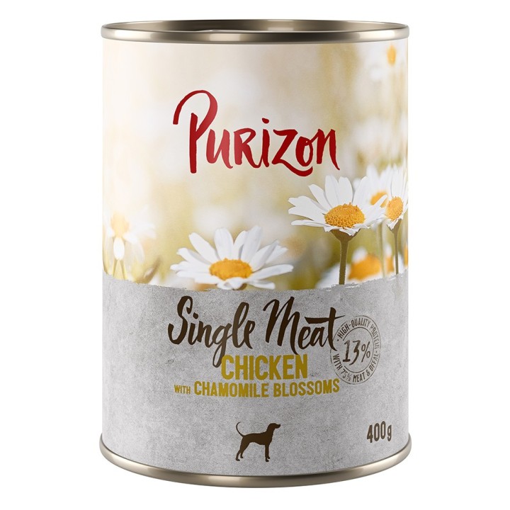 6 x 400/800 g Purizon Nassfutter zum Sonderpreis - Single Meat Huhn mit Kamillenblüten (6 x 400 g)