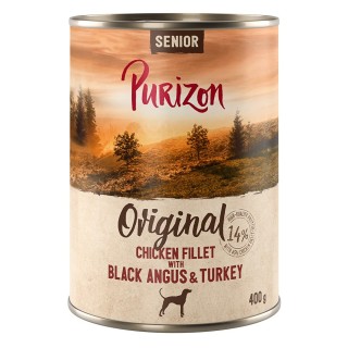6 x 400/800 g Purizon Nassfutter zum Sonderpreis - NEU: Senior: Hühnerfilet mit Black-Angus (6 x 400 g)