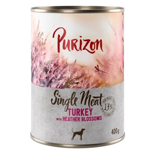 6 x 400/800 g Purizon Nassfutter zum Sonderpreis - Single Meat Pute mit Heidekrautblüten (6 x 400 g)