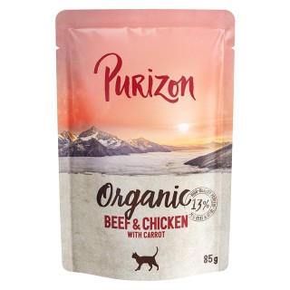 24 x 70 / 85 g Purizon Katzenfutter zum Sonderpreis!  - Organic: Rind und Huhn mit Karotte (24  x 85 g)
