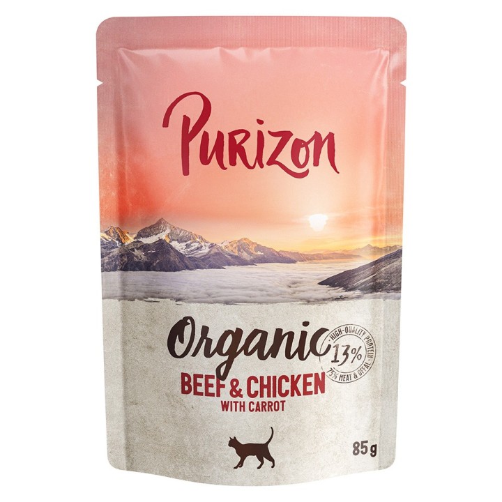 24 x 70 / 85 g Purizon Katzenfutter zum Sonderpreis!  - Organic: Rind und Huhn mit Karotte (24  x 85 g)