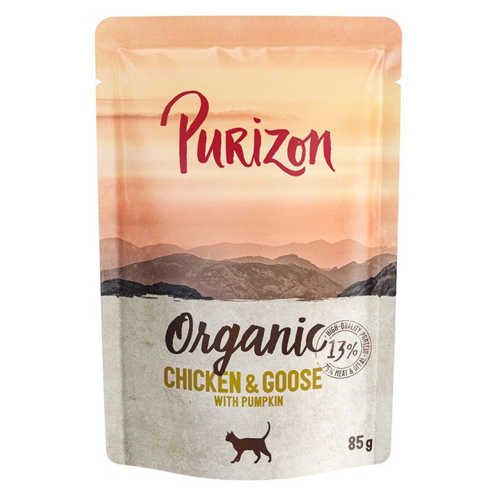 24 x 70 / 85 g Purizon Katzenfutter zum Sonderpreis!  - Organic: Huhn und Gans mit Kürbis (24 x 85 g)