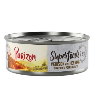 24 x 70 / 85 g Purizon Katzenfutter zum Sonderpreis!  - Superfoods: Wild mit Hering, Kürbis und Granatapfel (24 x 70 g)