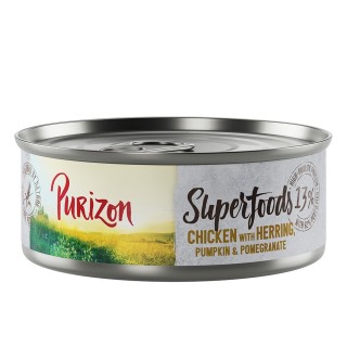 24 x 70 / 85 g Purizon Katzenfutter zum Sonderpreis!  - Superfoods: Huhn mit Hering, Kürbis und Granatapfel (24 x 70 g)