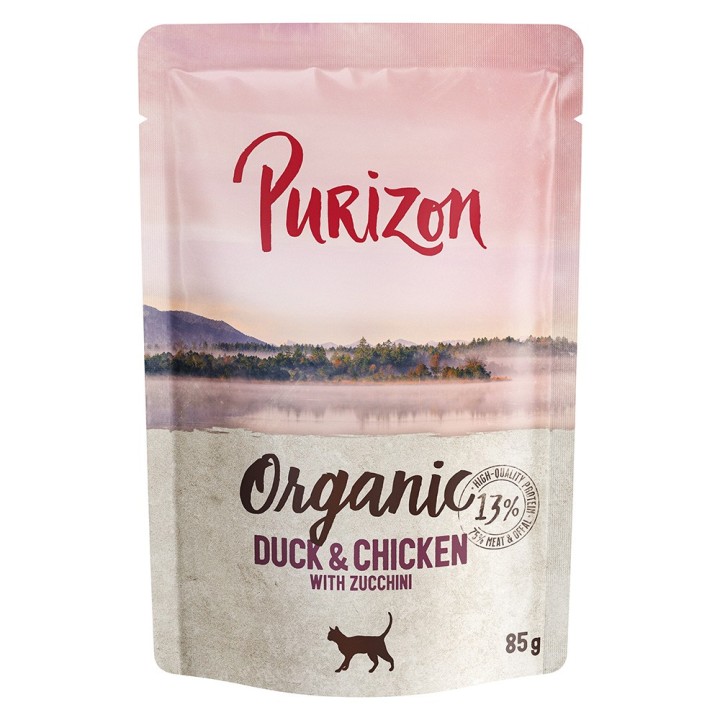 24 x 70 / 85 g Purizon Katzenfutter zum Sonderpreis!  - Organic: Ente und Huhn mit Zucchini (24 x 85 g)