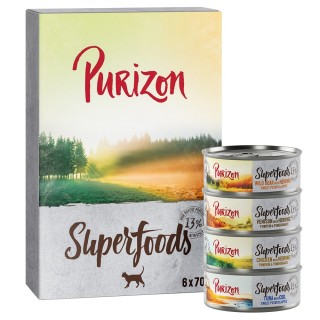 24 x 70 / 85 g Purizon Katzenfutter zum Sonderpreis!  - Superfoods: Mix (8xHuhn, 8xThunfisch, 4xWildschwein, 4xWild) (24 x 70