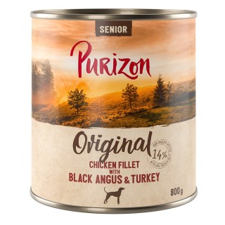 6 x 400/800 g Purizon Nassfutter zum Sonderpreis - NEU: Senior: Hühnerfilet mit Black-Angus (6 x 800 g)