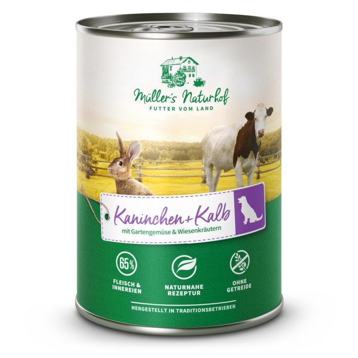 Müller’s Naturhof | Kaninchen und Kalb | Traditionell | 30 x 400 g