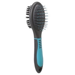 TRIXIE Zweiseitige Pflegebürste Care schwarz-blau, Länge: ca. 23 cm