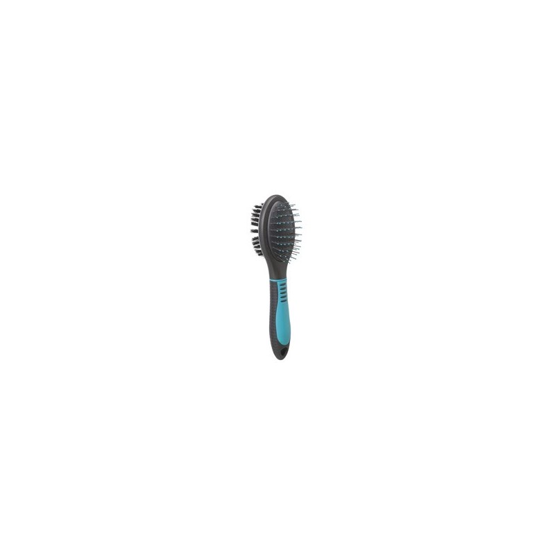 TRIXIE Zweiseitige Pflegebürste Care schwarz-blau, Länge: ca. 23 cm