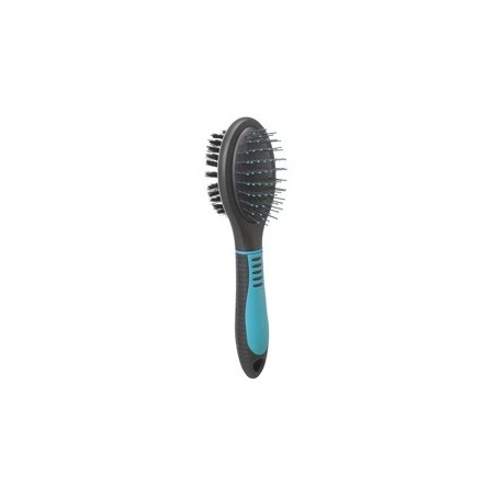TRIXIE Zweiseitige Pflegebürste Care schwarz-blau, Länge: ca. 23 cm