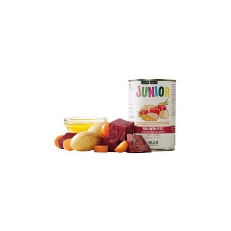 alsa-nature JUNIOR Rinderherz mit Kartoffel & Möhre, Anzahl: 400 g, 400 g, Hundefutter nass
