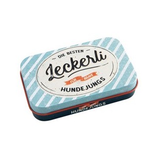 Nostalgic Art Leckerli-Dose Hundejungs blau, Maße: ca. 6 x 9,5 x 2 cm