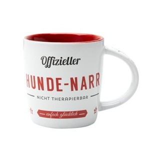 Nostalgic Art Kaffeebecher Hunde-Narr weiß-rot, Maße: ca. 8,5 x 9 cm