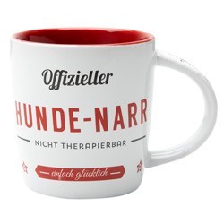 Nostalgic Art Kaffeebecher Hunde-Narr weiß-rot, Maße: ca. 8,5 x 9 cm