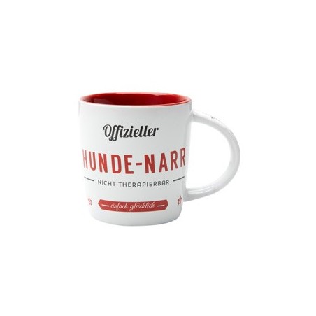 Nostalgic Art Kaffeebecher Hunde-Narr weiß-rot, Maße: ca. 8,5 x 9 cm