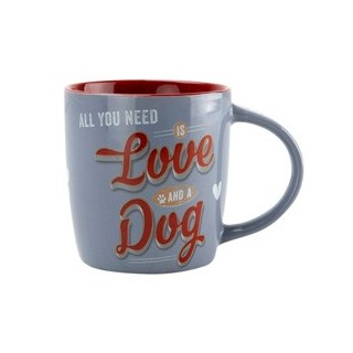 Nostalgic Art Kaffeebecher Love Dog blau-rot, Höhe: ca. 9 cm, Durchmesser:  ca. 8,5 cm