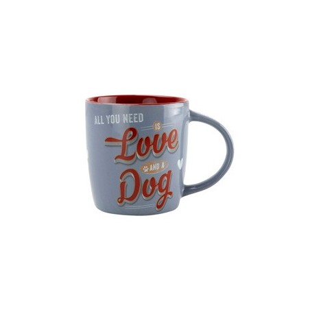 Nostalgic Art Kaffeebecher Love Dog blau-rot, Höhe: ca. 9 cm, Durchmesser:  ca. 8,5 cm