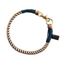 HUNTER Hunde-Halsband Tinnum blau/beige, Gr. XL, Breite: ca. 1,4 cm, Länge: ca. 70 cm