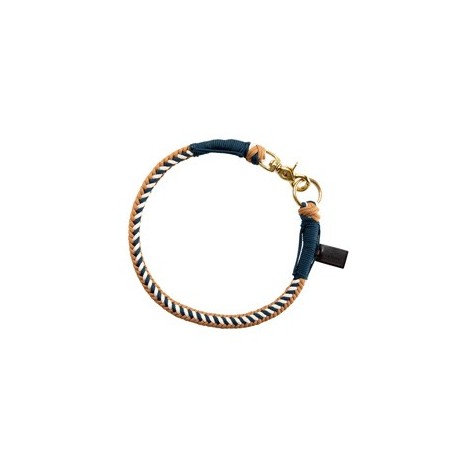 HUNTER Hunde-Halsband Tinnum blau/beige, Gr. XL, Breite: ca. 1,4 cm, Länge: ca. 70 cm