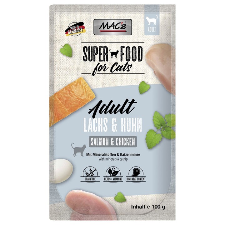 MAC´s Cat Pouch 12 x 100 g - Lachs & Hühnchen