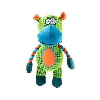 Hunde-Plüschspielzeug Mesh-Nilpferd grün-blau, Maße: ca. 29 x 12 cm