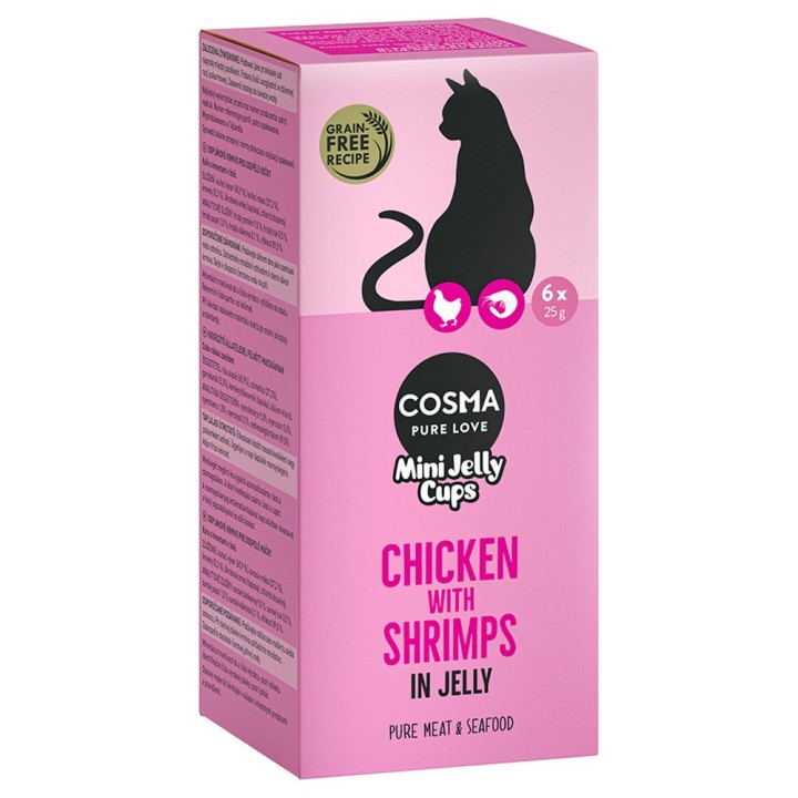 Sparpaket Cosma Mini Jelly Cups 24 x 25 g  - Hühnchen/Shrimps