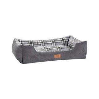 alsa-brand Hundebett Sofa Karo grau-kariert, Außenmaße: ca. 80 x 60 x 25 cm