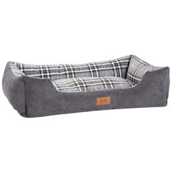 alsa-brand Hundebett Sofa Karo grau-kariert, Außenmaße: ca. 80 x 60 x 25 cm