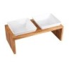 WOLTERS Premium-Doppelnapf Meshidai True Wood braun, Gr. S, Maße: ca. 37 x 18,5 x 10 cm, Durchmesser:  ca. 13,5 cm