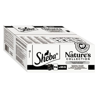Sheba Nature's Collection in Sauce 96 x 85 g - Feine Vielfalt (Huhn, Truthahn, Thunfisch, Lachs)