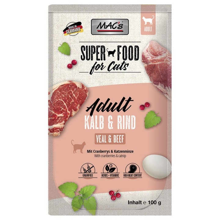 MAC´s Cat Pouch 12 x 100 g - Kalb & Rind