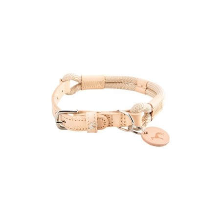 HUNTER Hundehalsband Malia beige/natur, Gr. 60, Länge: ca. 45 - 54 cm