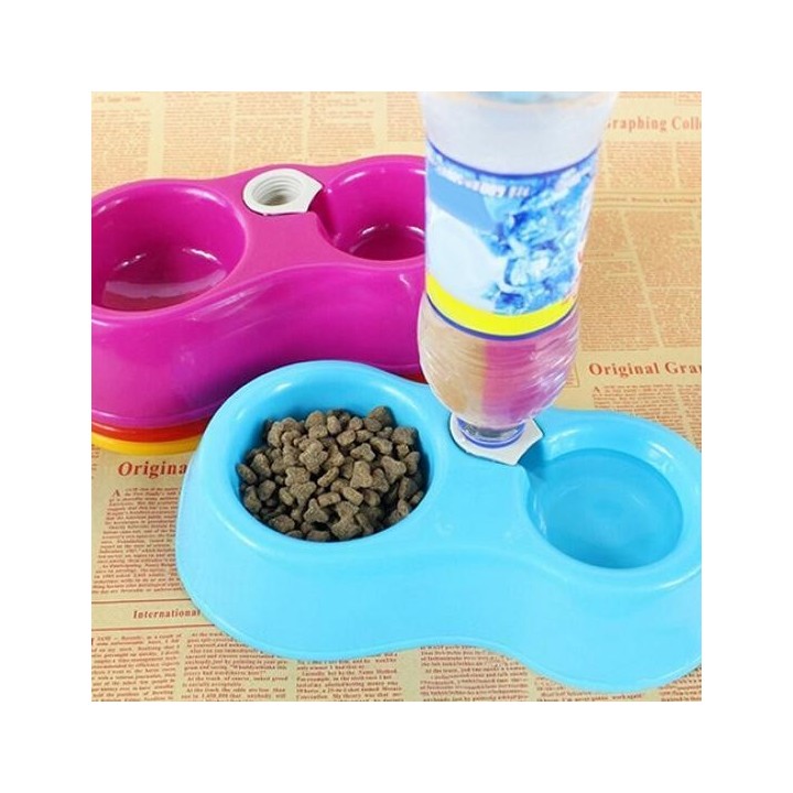 Haustiere, Hunde, Katzen, automatische Futternapf, mit Flasche, eingesetzt, zwei Trinknäpfe