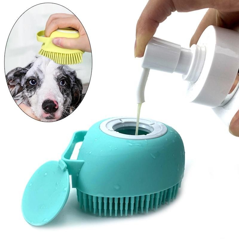 Badezimmer Haustier Bad Massage Handschuhe Bürste weiche Sicherheit Silikon Haustier Zubehör für Hunde Katzen Werkzeug blau