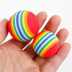 1 Stücke Regenbogen 3,5 cm Katzenspielzeug Ball Interaktives Katzenspielzeug Spielen Kauen Rassel Scratch EVA Ball Training P