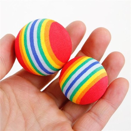 1 Stücke Regenbogen 3,5 cm Katzenspielzeug Ball Interaktives Katzenspielzeug Spielen Kauen Rassel Scratch EVA Ball Training P
