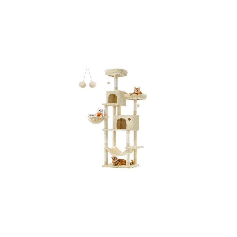 FEANDREA Katzenbaum XXL 199cm hellgrau beige