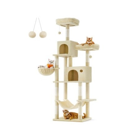 FEANDREA Katzenbaum XXL 199cm hellgrau beige