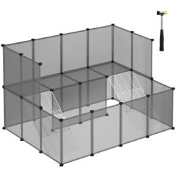 SONGMICS Kleintierkäfig 2-stöckig grau