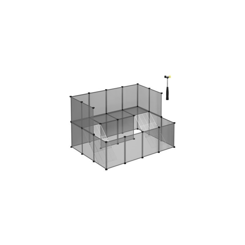 SONGMICS Kleintierkäfig 2-stöckig grau