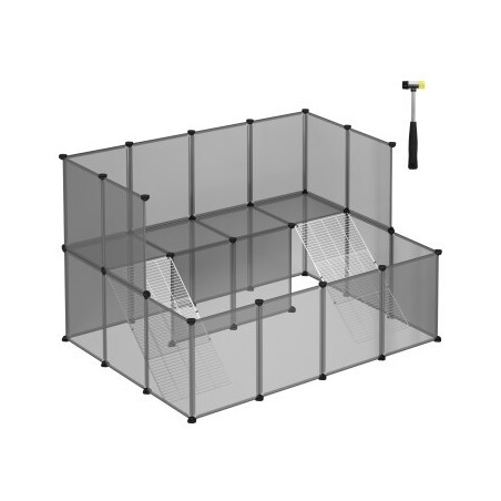 SONGMICS Kleintierkäfig 2-stöckig grau