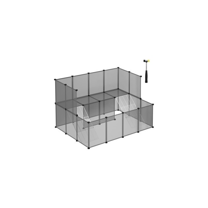 SONGMICS Kleintierkäfig 2-stöckig grau