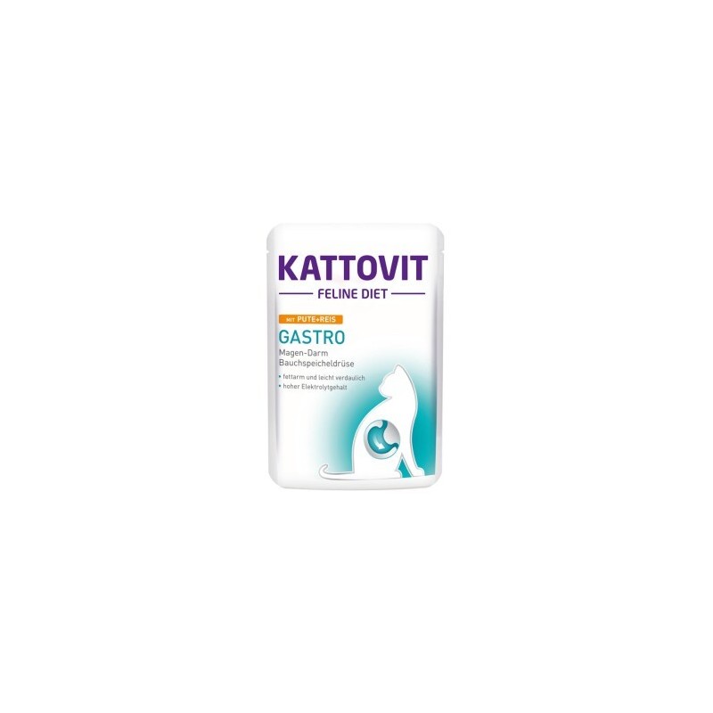 KATTOVIT Feline Diet Nassfutter Katze Gastro Adult Pute und Reis 24x85 g