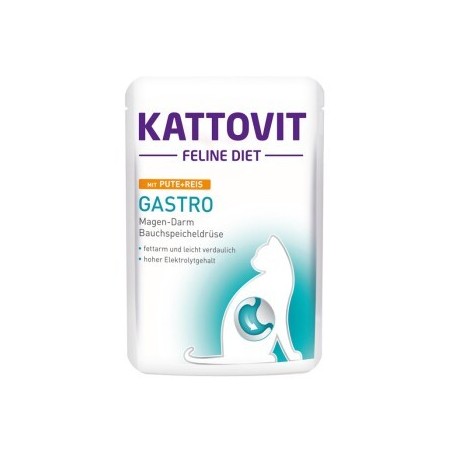 KATTOVIT Feline Diet Nassfutter Katze Gastro Adult Pute und Reis 24x85 g