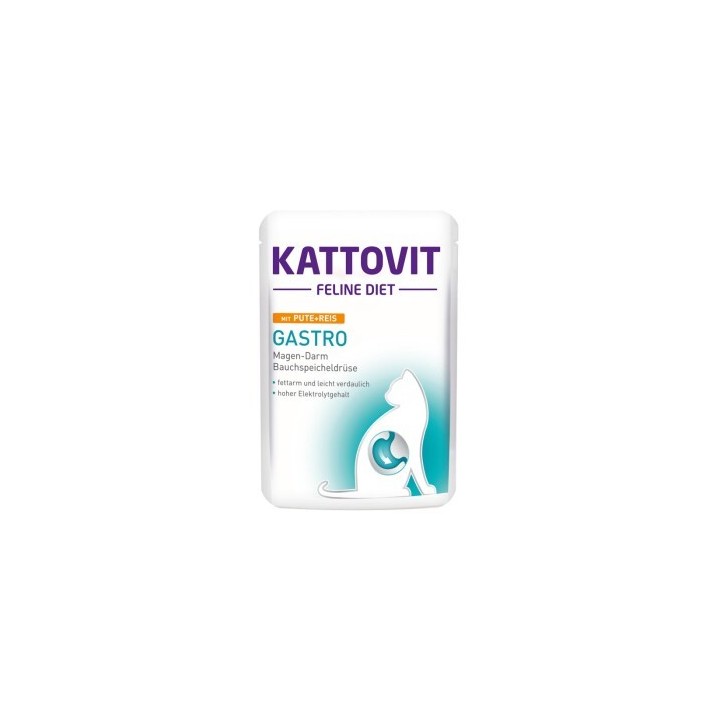 KATTOVIT Feline Diet Nassfutter Katze Gastro Adult Pute und Reis 24x85 g
