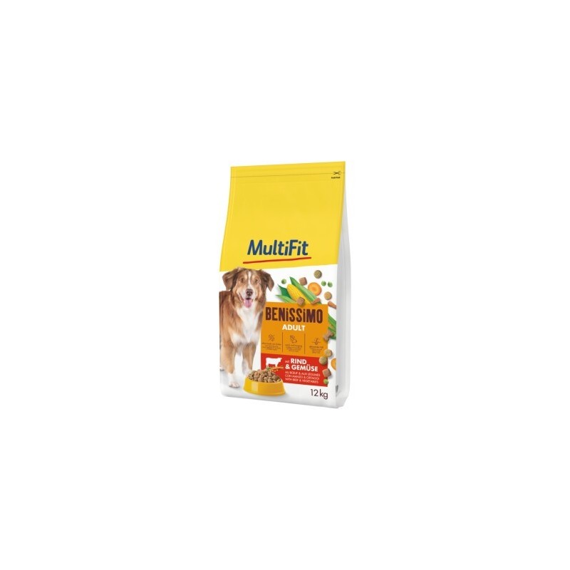 MultiFit Benissimo Trockenfutter Hund Adult, mit Rind & Gemüse 12 kg