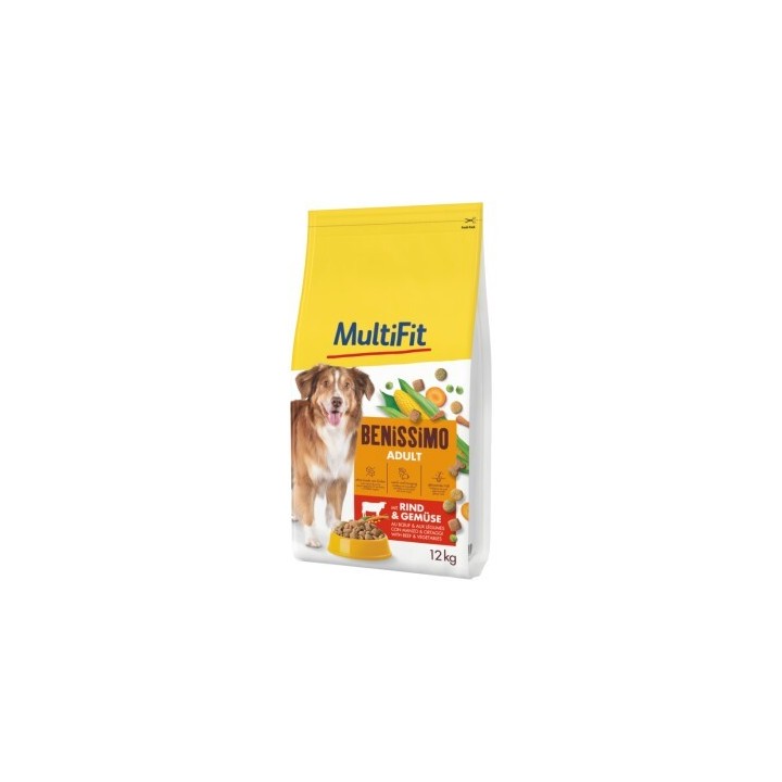 MultiFit Benissimo Trockenfutter Hund Adult, mit Rind & Gemüse 12 kg
